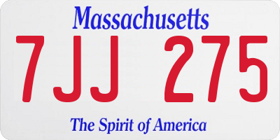 MA license plate 7JJ275