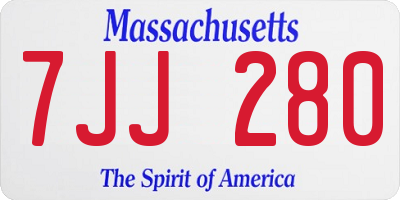 MA license plate 7JJ280