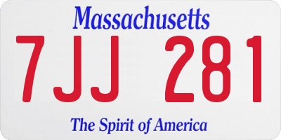 MA license plate 7JJ281