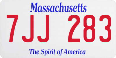 MA license plate 7JJ283