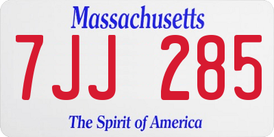 MA license plate 7JJ285
