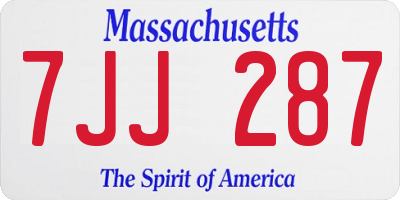 MA license plate 7JJ287