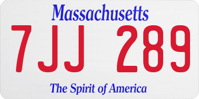 MA license plate 7JJ289