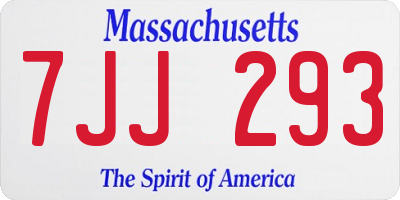 MA license plate 7JJ293