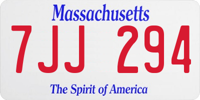 MA license plate 7JJ294