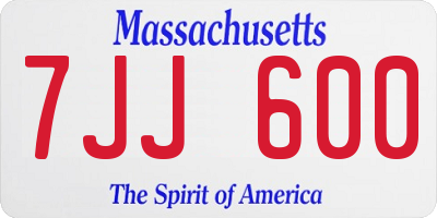 MA license plate 7JJ600