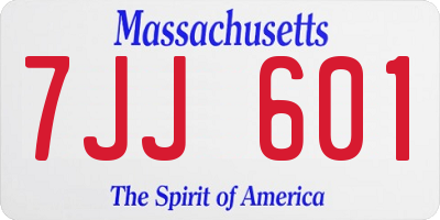 MA license plate 7JJ601