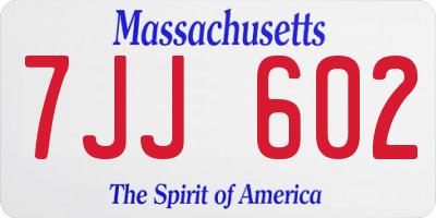 MA license plate 7JJ602