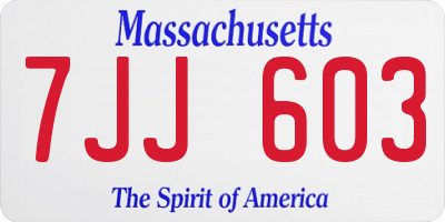 MA license plate 7JJ603