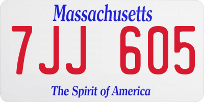 MA license plate 7JJ605