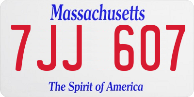 MA license plate 7JJ607