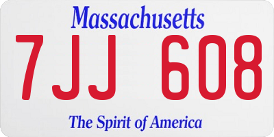 MA license plate 7JJ608