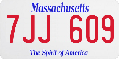 MA license plate 7JJ609