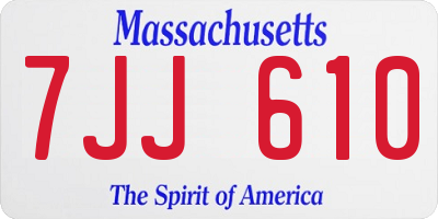 MA license plate 7JJ610