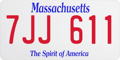 MA license plate 7JJ611
