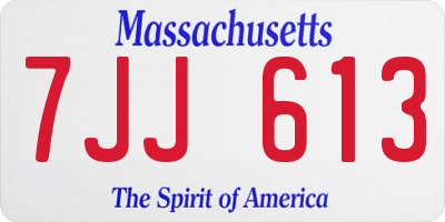 MA license plate 7JJ613