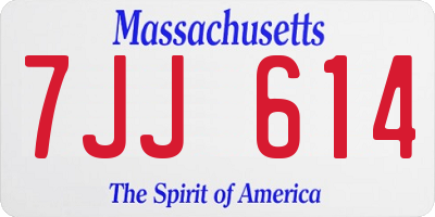 MA license plate 7JJ614