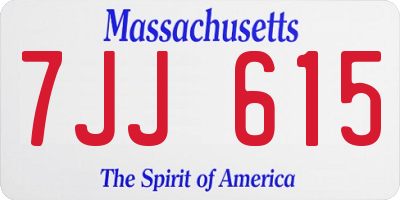 MA license plate 7JJ615