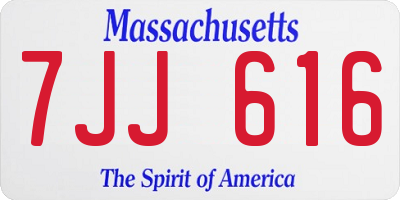 MA license plate 7JJ616