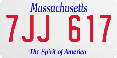 MA license plate 7JJ617