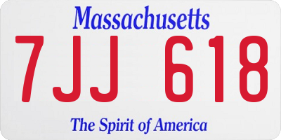 MA license plate 7JJ618