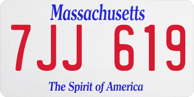 MA license plate 7JJ619