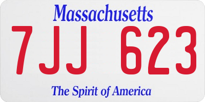 MA license plate 7JJ623