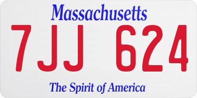 MA license plate 7JJ624