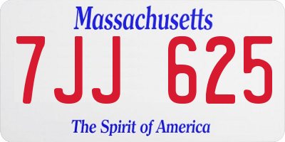MA license plate 7JJ625