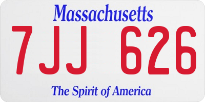MA license plate 7JJ626