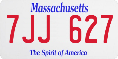 MA license plate 7JJ627