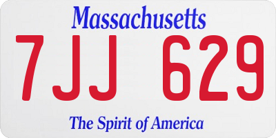 MA license plate 7JJ629