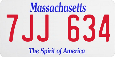 MA license plate 7JJ634