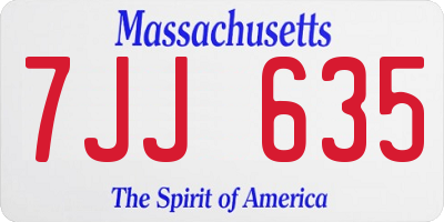 MA license plate 7JJ635