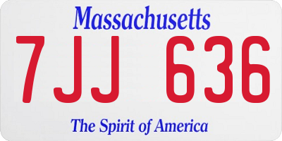 MA license plate 7JJ636
