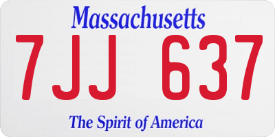 MA license plate 7JJ637