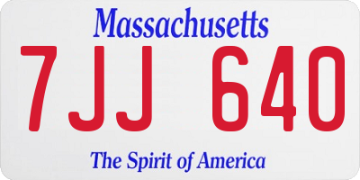 MA license plate 7JJ640