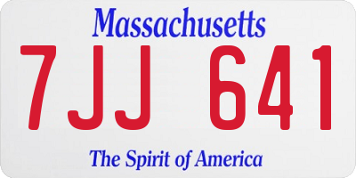 MA license plate 7JJ641