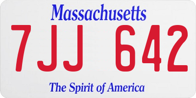 MA license plate 7JJ642