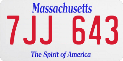 MA license plate 7JJ643