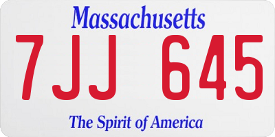 MA license plate 7JJ645