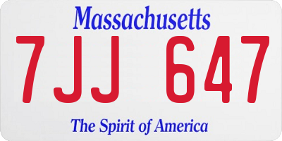 MA license plate 7JJ647