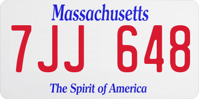 MA license plate 7JJ648