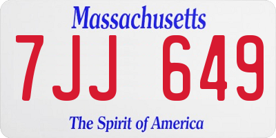 MA license plate 7JJ649