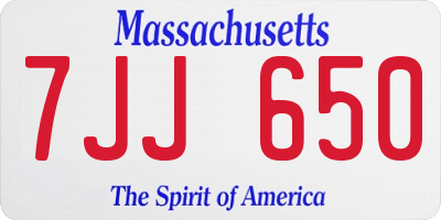 MA license plate 7JJ650