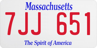 MA license plate 7JJ651