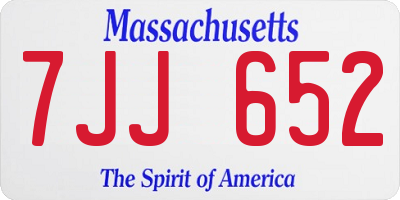 MA license plate 7JJ652