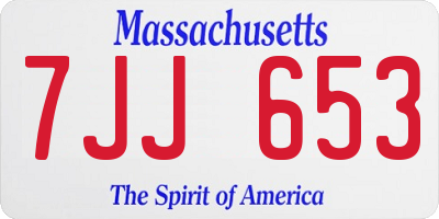 MA license plate 7JJ653