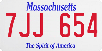 MA license plate 7JJ654