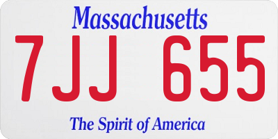 MA license plate 7JJ655